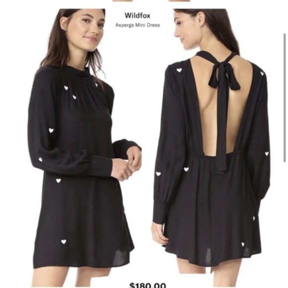 Wildfox Asperge Mini Dress Embroidered Hearts - Picture 1 of 9